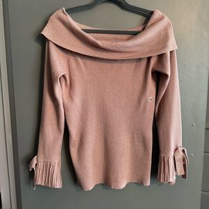 Pink Metallic Cowl Neck Sweater